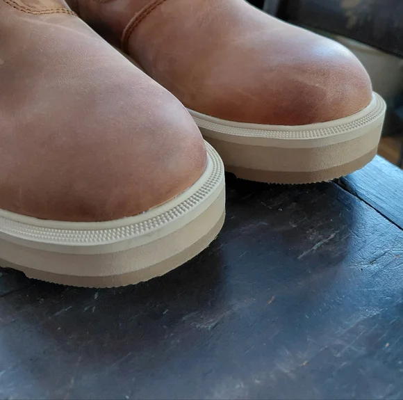 Sorel brown & tan leather Hi Rise Chelsea ankle boots Womens 5.5 - Picture 8 of 9